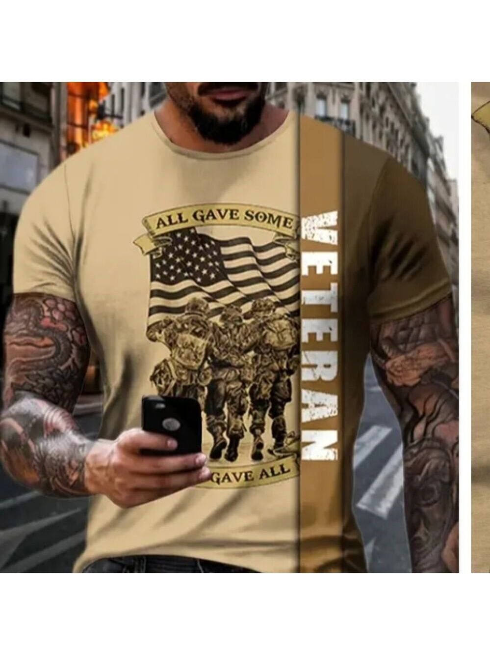 Graphic Short Sleeve Crew Neck T-Shirt for Men Size L